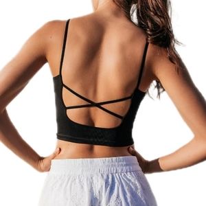 FP Movement by Free People Strappy Back Tighten Up Black Tank Top